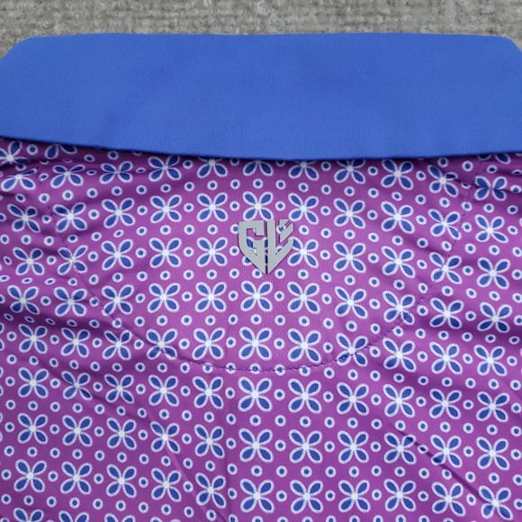 Graham Luxe Polo Shirt Mens Large Purple Performance Stretch Golf Geometric - Picture 8 of 8